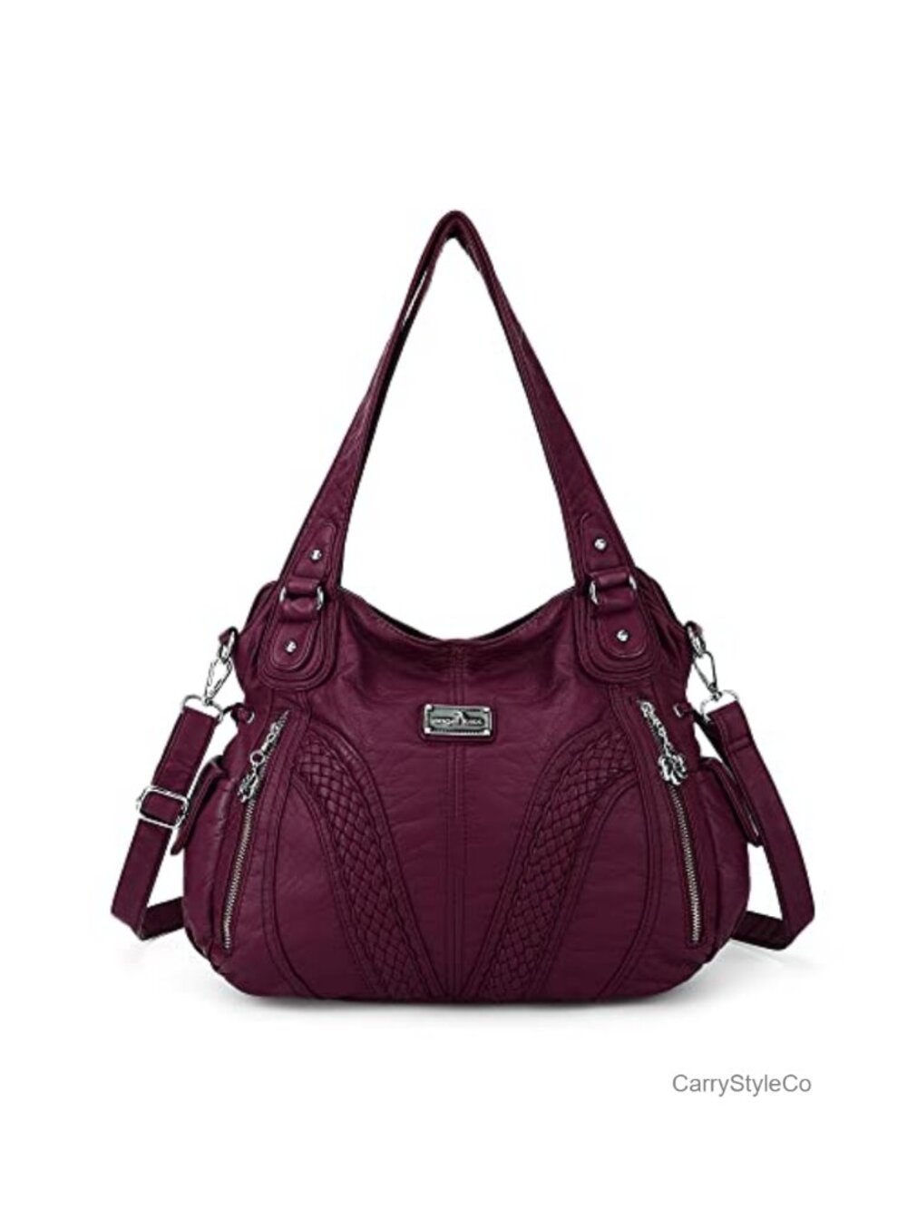 Washed Synthetic Leather Tote Bag Shoulder Handbag Top Handle Satchel